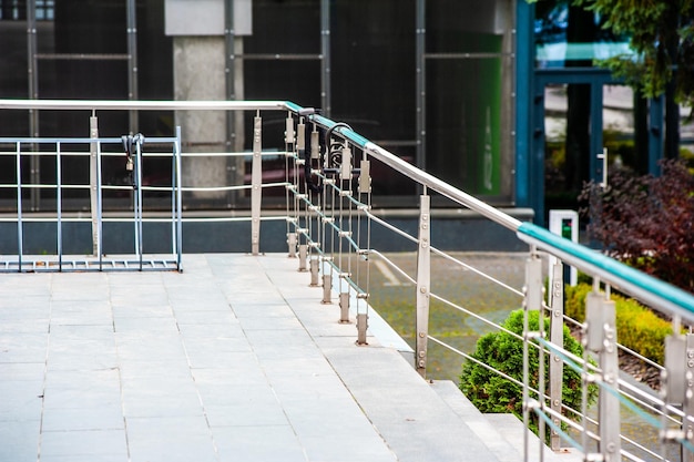 Stainless steel railings and modern fasade