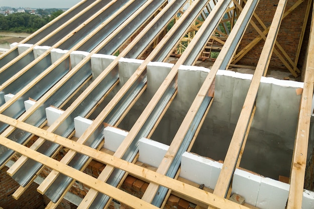 stainless steel roof structure for future roof under construction.