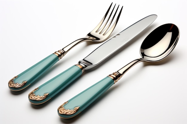 Stainless Steel Serving Utensils on white background