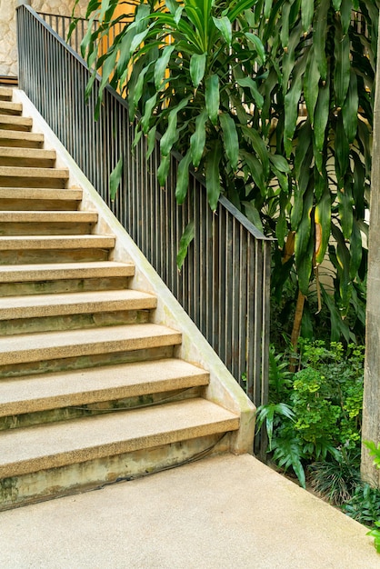 Stair step with tropical tree