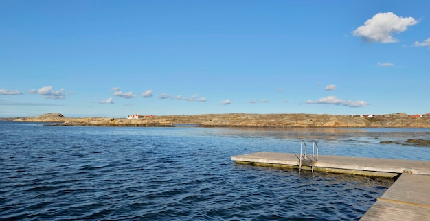 Staircase down into the water for swimming on the rocky swedish coast