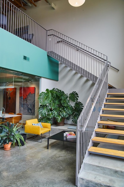 Staircase and lobby of modern office space