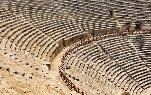 A staircase made of stone in an ancient theater A composition without people Ancient buildings and structures Texture for background