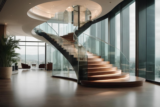 Staircase in modern building interior