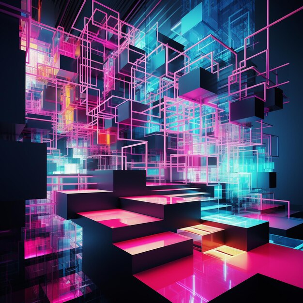 A staircase surreal geometric abstract creation