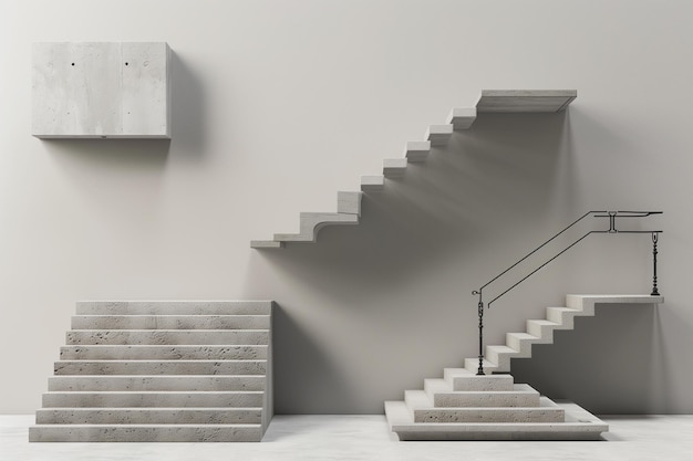 a staircase with a box on the bottom of it