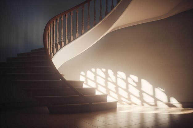 A staircase with light and shadows symbolizing Generative ai