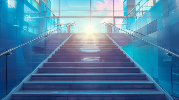 A staircase with mirrors on each step reflecting future potential