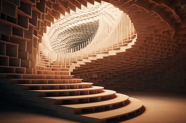 A staircase with an optical illusion design Generative ai