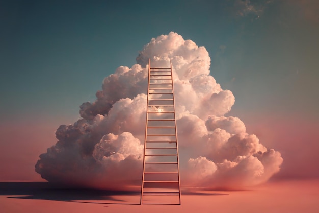 Stairs to heaven or to dream concept Generative AI illustration