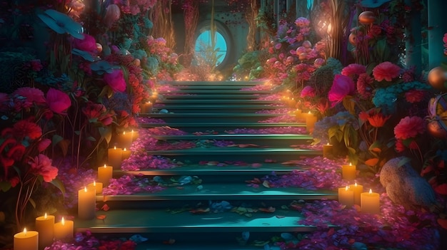 The stairs leading to the enchanted forest