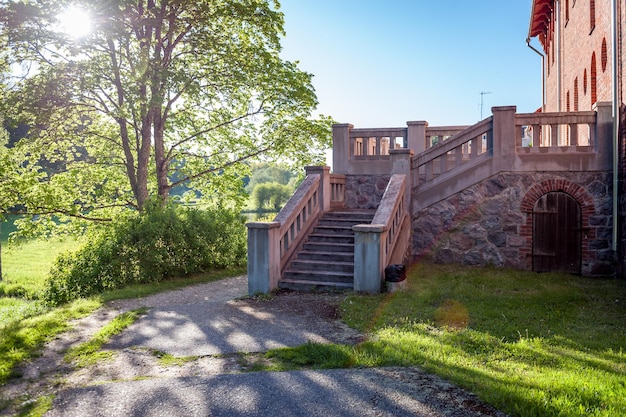 Stairs in old brick manor house in Janeda Estonia Baltic states Europe