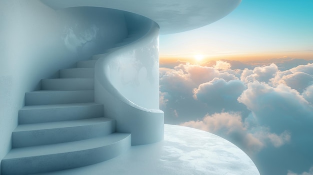 Photo stairway to heaven through clouds