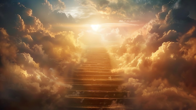 Stairway Leading Into CloudFilled Sky