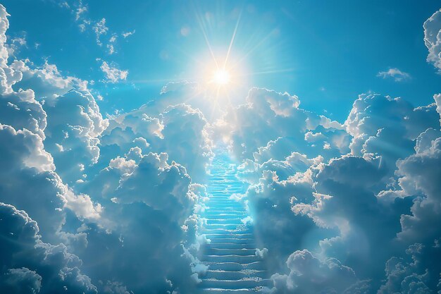 a stairway leading to the sky with the word  stairs  on the bottom