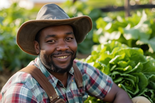 Stalwart Black farmer worker portrait Generate Ai