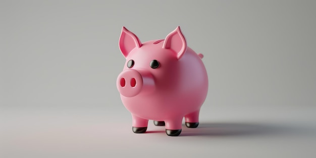 Standing 3D cute pink piggy bank AI generation