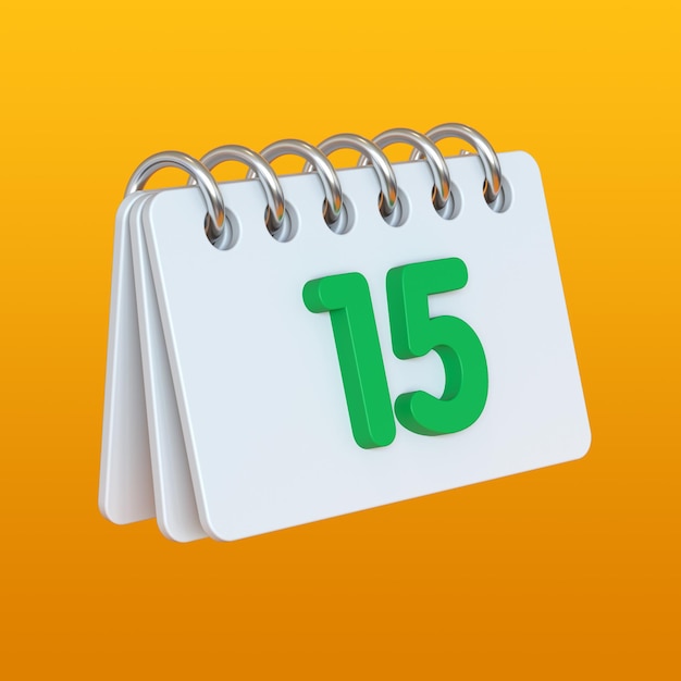 Standing Desk Calendar with Number 15 Modern Design 3d Rendering