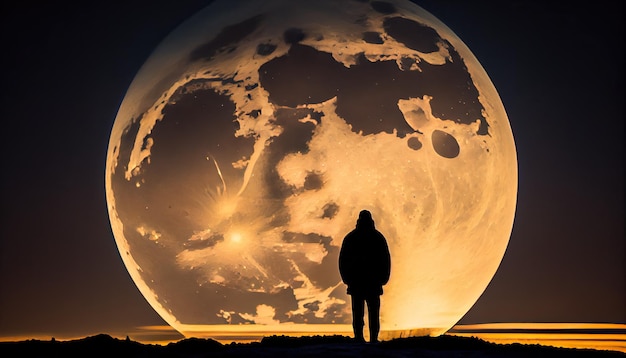 Standing man with moon background