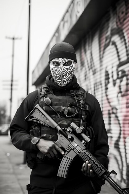 standing police patrolling in the streets