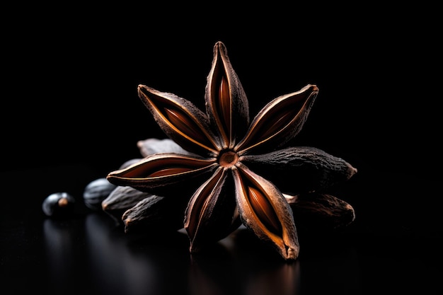 Star Anise On Black Background