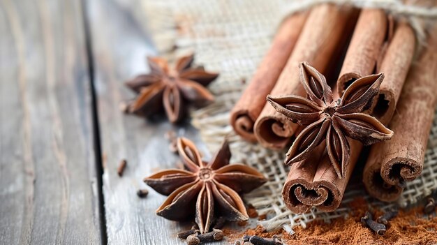 Star anise and cinnamon close up