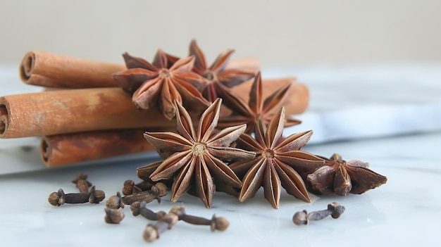 Star anise and cinnamon close up