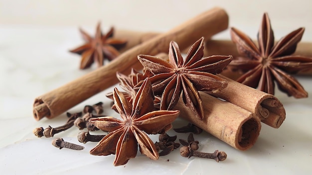 Star anise and cinnamon close up