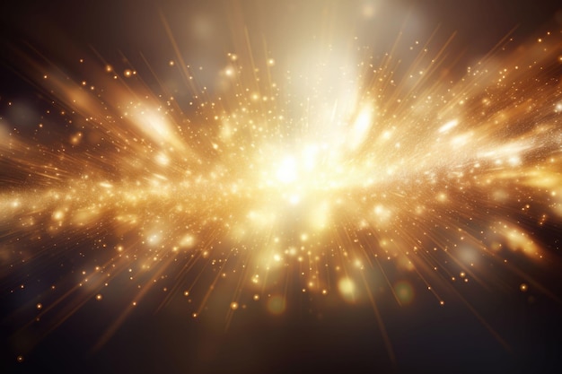 Star burst with sparkles Gold glitter texture Fractal explosion star with gloss Generative AI