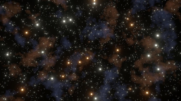 Star field with red blue nebula in foreground 3D Rendering