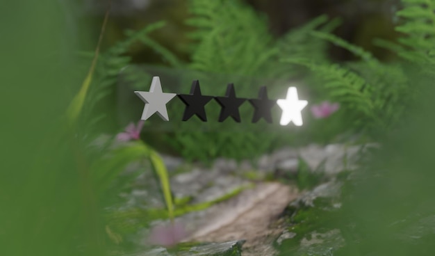 Star icon illustration with a theme in a cool and green dense forest