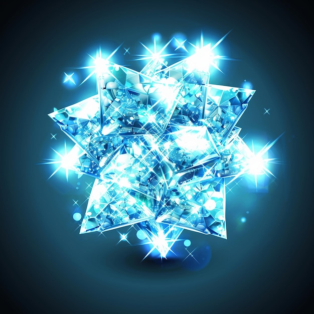 Photo a star made of blue and white diamonds is shown in the center of a blue background