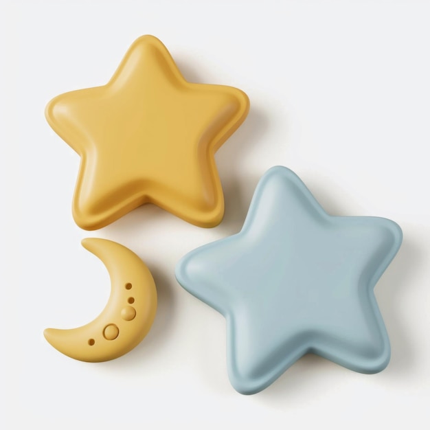 Star moon and crescent cookie cutters shimmering on a white surface