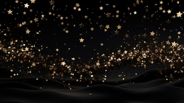 Star particles on a black background A scattering of sparkling stars