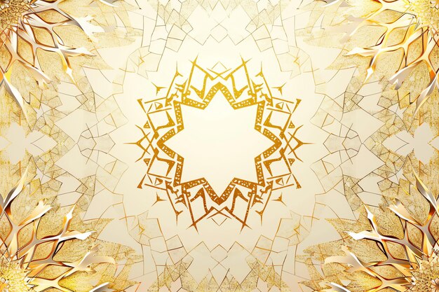 Star pattern silhouette greeting card for mawlid al nabi in white and gold colors