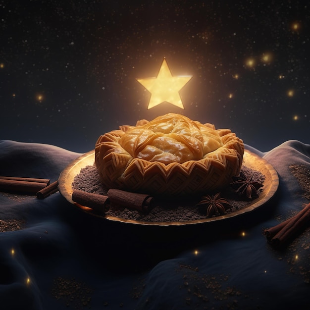 A star shaped apple pie with a star on top