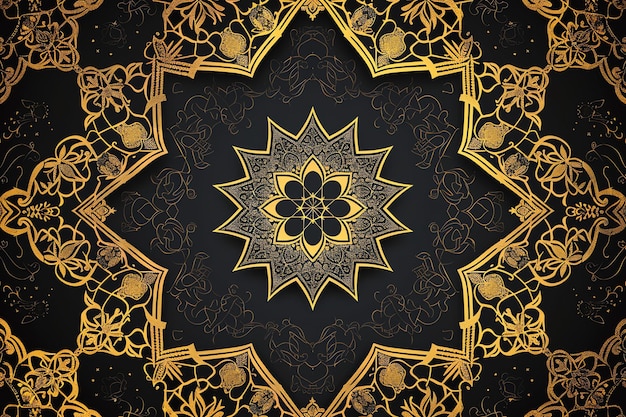 Star silhouette greeting card for mawlid al nabi in black and gold colors