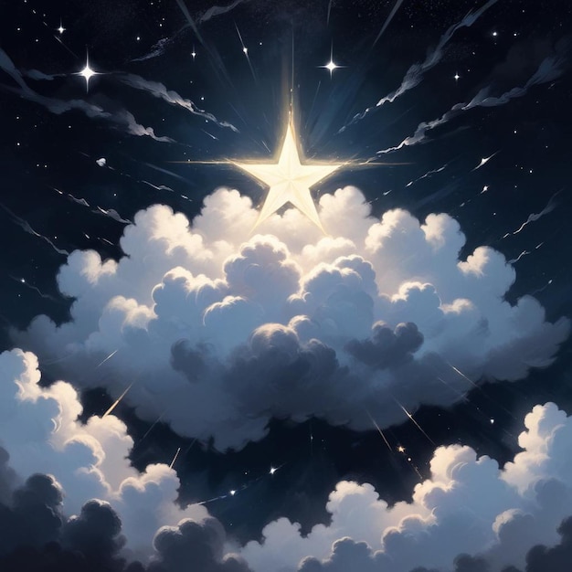 a star in the sky with the star above it