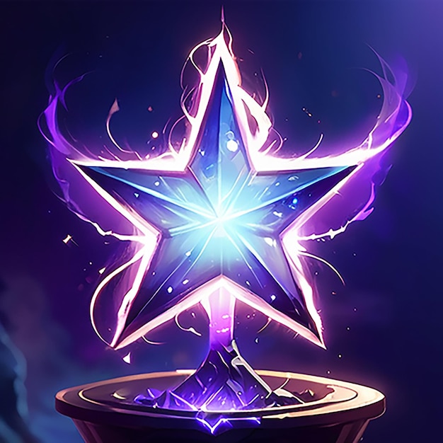 a star that is purple and blue with the word star on it