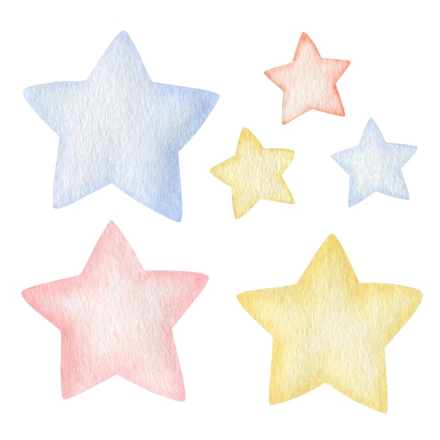 Star watercolor illustration set