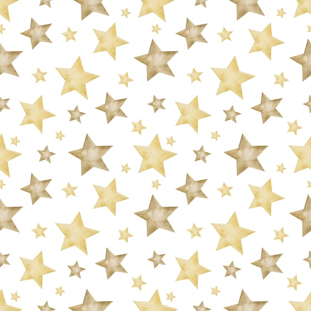 Star watercolor seamless pattern on white background