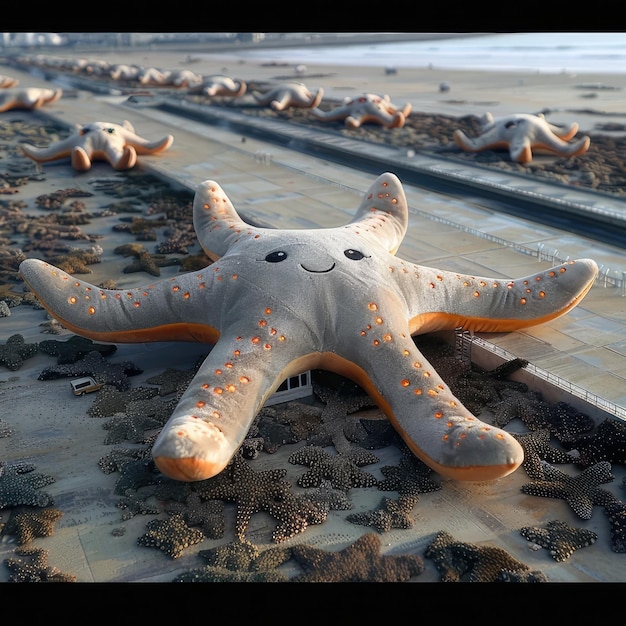 a starfish is laying on the ground with the word octopus on it