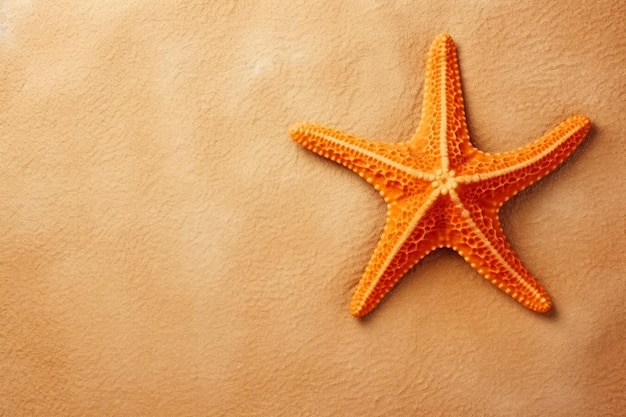 Starfish in the sand Copy space flatly The concept of tourism and recreation Generative AI