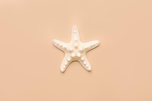 Starfish sea on beach beige background Summer background Decorative textile Isolated object