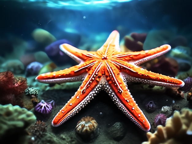 Starfish underwater on a ocean floor generative AI