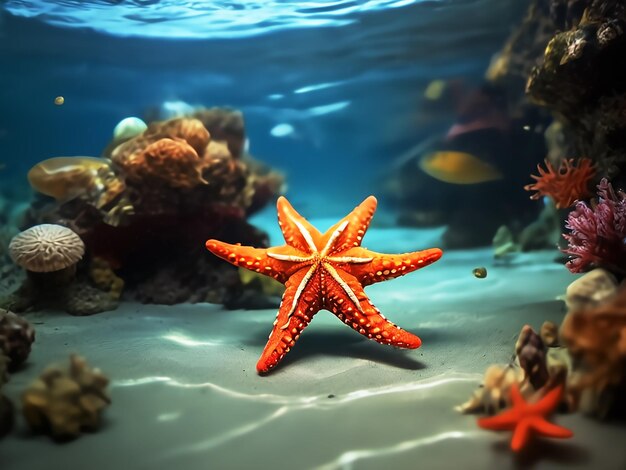 Starfish underwater on a ocean floor generative AI