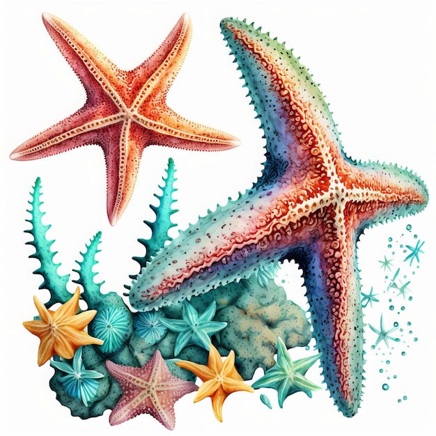 Starfish watercolor clipart