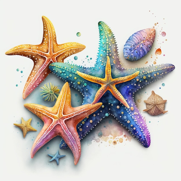 Starfish watercolor clipart