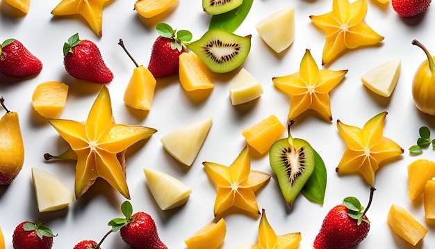 Photo starfruit fresh sweet healthy macro white juicy dessert fruits closeup freshness delicious