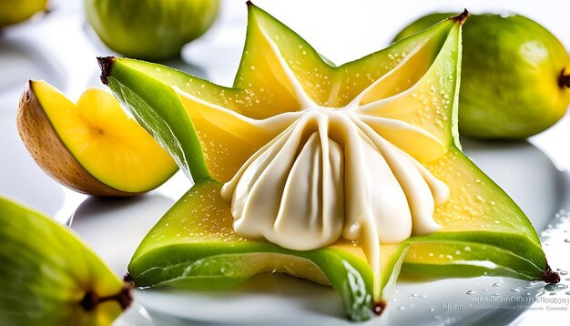 Starfruit fresh sweet healthy macro white juicy dessert fruits closeup freshness delicious